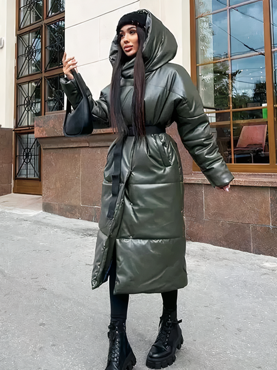 Veste a capuche femme matelassée en simili cuir • Ma veste