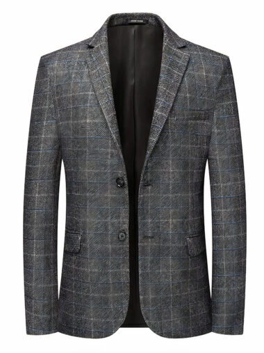 Veste blazer homme style décontracté avec motif à carreaux sur fond blanc