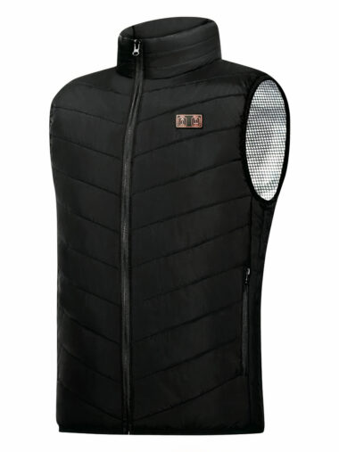 Veste chauffante homme style doudoune sans manches sur fond blanc