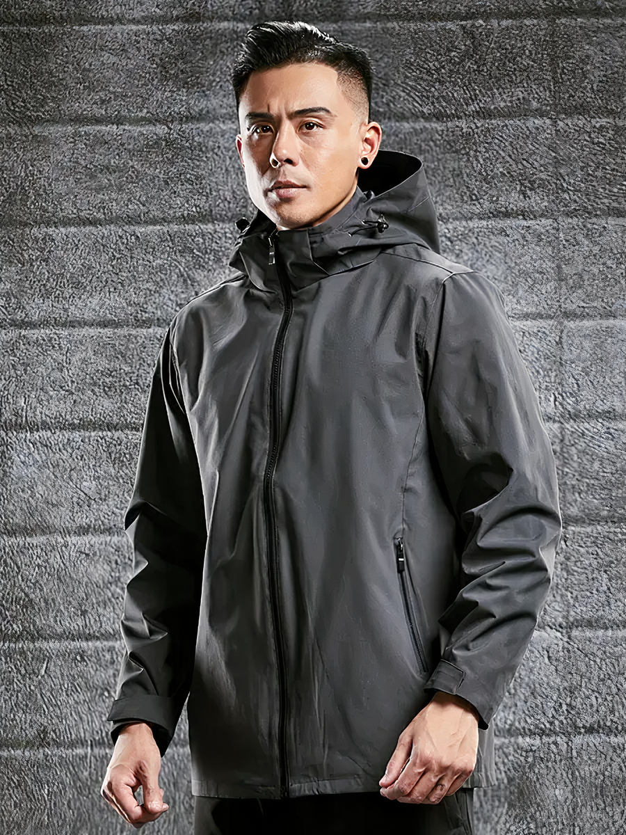Veste imperméable homme avec capuche grise • Ma veste