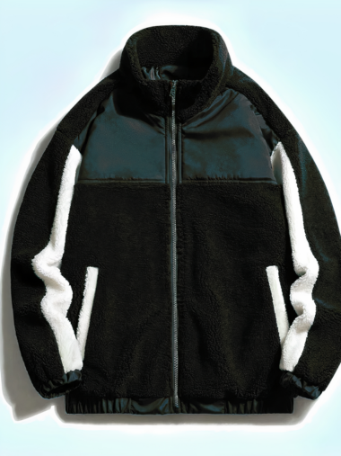 Veste moumoute homme épaisse et effet laine sur fond blanc