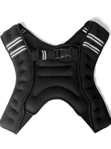 Veste lestée unisexe pour l'entrainement avec poids de 3 kg, de couleur noir, sur un fond blanc.