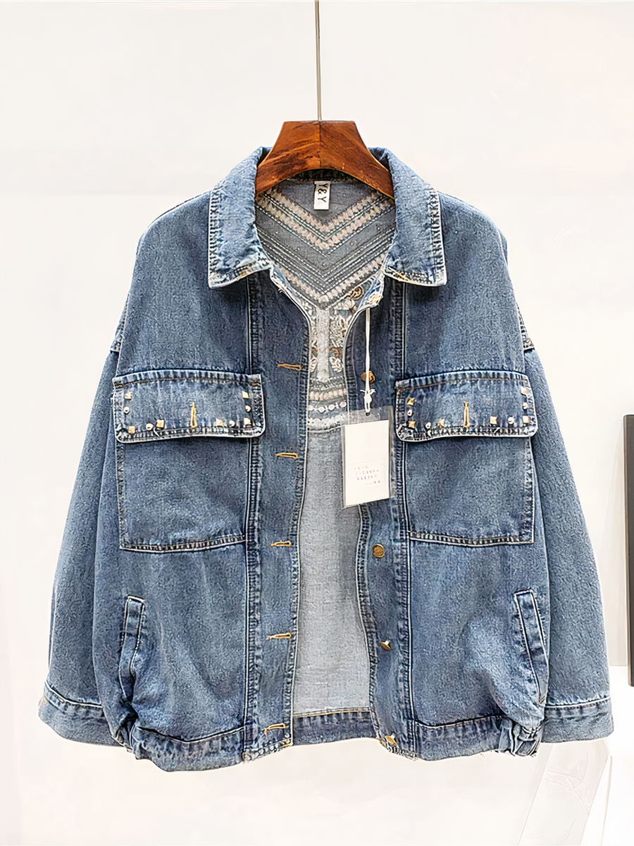 Veste à franges femme en jean de style bohème avec broderies • Ma