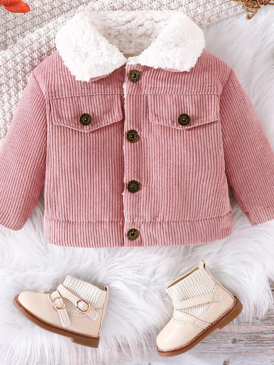 Veste bébé fille avec col à revers polaire • Ma veste