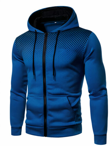 Veste running homme avec capuche de style hoodie sur fond blanc