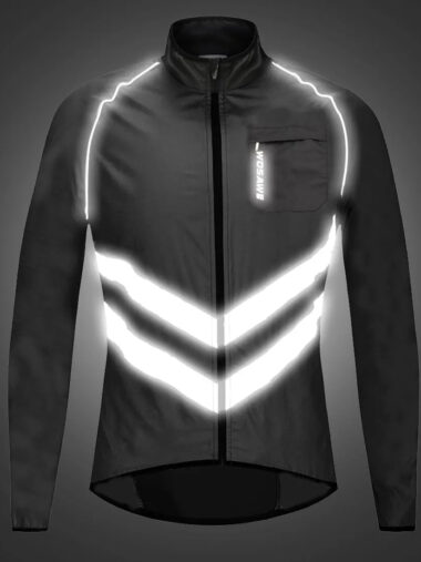 Veste running homme coupe-vent et légère avec bandes réfléchissantes sur fond gris