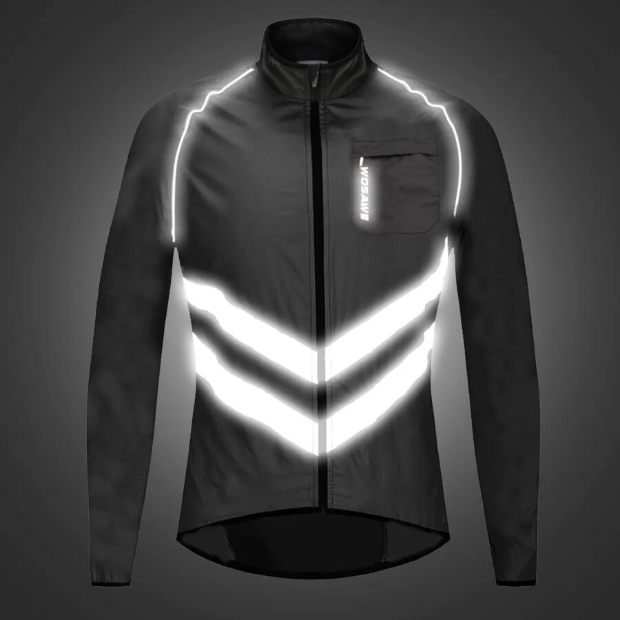Veste running homme coupe-vent et légère avec bandes réfléchissantes sur fond gris