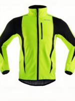 Veste running homme fluorescente et étanche avec bandes réfléchissantes sur fond blanc